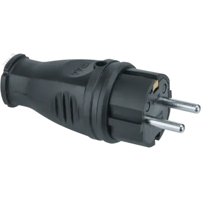 Вилка Navigator прямая с заземлением каучук черная 61 368 NCA-PLR02-16A-E-IP44-BL