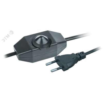 Шнур NPS-FS02-170-2x0.5-BL 1.7м с выключателем диммером черный