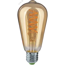 Лампа светодиодная LED 4вт E27 теплый ST64 ретро SPIRAL FILAMENT