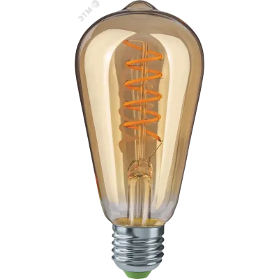 Лампа светодиодная LED 4вт E27 теплый ST64 ретро SPIRAL FILAMENT