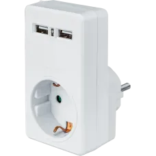 Адаптер с/з 1 гнездо USB2.1A NAD-USB02-1E-C-WH