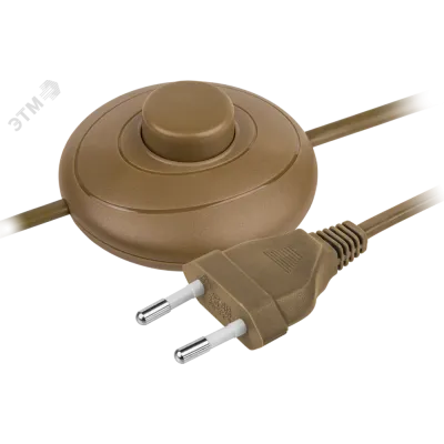 Шнур NPS-FS01-170-2x0.5-BR 1.7м с выключателем коричневый
