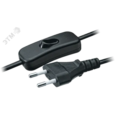 Шнур NPS-FS-170-2x0.5-BL 1.7м с выключателем черный