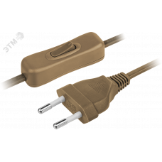 Шнур NPS-FS-170-2x0.5-BR 1.7м с выкл. корич. Navig