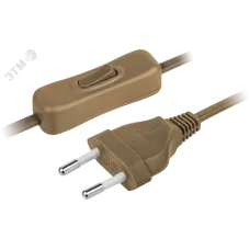 Шнур NPS-FS-170-2x0.5-BR 1.7м с выключателем коричневый