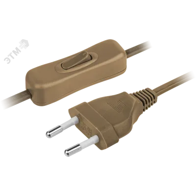 Шнур NPS-FS-170-2x0.5-BR 1.7м с выключателем коричневый