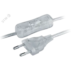 Шнур NPS-FS-170-2x0.5-TR 1.7м с выключателем прозрачный