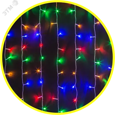 Гирлянда светодиодная новогодняя NGF-C01-288RGBY-8-1.5x1.5 м-230-C8-TR-IP20