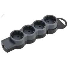 STANDARD Колодка для удлинителя с заземлением К04 4 места черная IEK