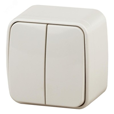 3-104-02 Intro Выключатель двойной, 10А-250В, IP20, ОУ, Polo, сл.кость (18/360/4320)