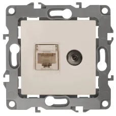 12-3110-02 ЭРА Розетка комбинированная RJ45+TV, IP20, Эра12, слоновая кость (10/100/3200)