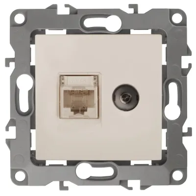 12-3110-02 ЭРА Розетка комбинированная RJ45+TV, IP20, Эра12, слоновая кость (10/100/3200)