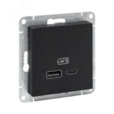 Механизм розетки USB-A+С, чёрный Эпика EKF