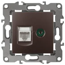 12-3110-13 ЭРА Розетка комбинированная RJ45+TV, IP20, Эра12, бронза (10/100/3200)