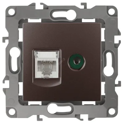 12-3110-13 ЭРА Розетка комбинированная RJ45+TV, IP20, Эра12, бронза (10/100/3200)
