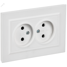 BRITE Розетка 2-местная без заземления без защитных шторок 10А в сборе РС12-2-БрАБ арктический белый IEK
