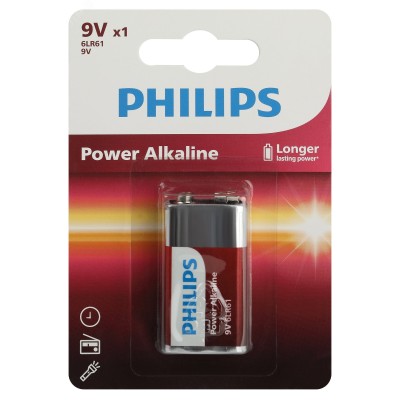 Батарейка Philips 6LR61P1B/51 крона алкалиновая 9V 1 шт. 6LR61/9V-1BL Power (1/12/24/6240)