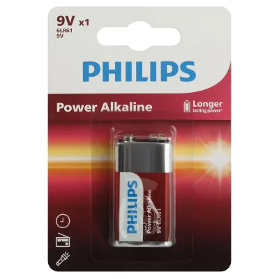 Батарейка Philips 6LR61P1B/51 крона алкалиновая 9V 1 шт. 6LR61/9V-1BL Power (1/12/24/6240)