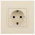 14-2102-02 ЭРА Розетка 2P+E Schuko со шторками, 16A-250В, IP20, Эра Elegance, сл.кость (10/100/3000)