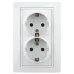 Розетка Intro Plano 1-205-01 с заземлением двойная 2X2P+E Schuko, 16А-250В, IP20, СУ, белый Розетка Intro Plano 1-205-01 с заземлением двойная 2X2P+E Schuko, 16А-250В, IP20, СУ, белый