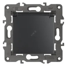 14-2103-05 ЭРА Розетка 2P+E Schuko со шторками с крышкой, 16A-250В, IP20, Эра Elegance, антрацит (10
