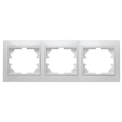 Рамка для розеток и выключателей Intro Plano 1-503-01 на 3 поста горизонтальная, СУ, белый