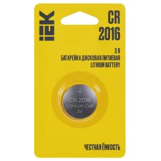Батарейка дисковая литиевая CR2016 (1шт/блистер) IEK