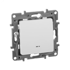 Выключатель 1-клавишный с подсветкой/индикацией 10А безвинтовое крепление белый ETIKA