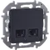 Розетка компьютерная двойная RJ45 категория 6 UTP антрацит INSPIRIA Розетка компьютерная двойная RJ45 категория 6 UTP антрацит INSPIRIA