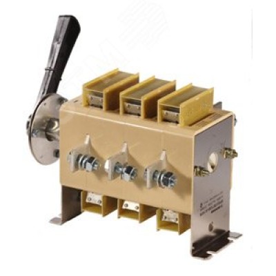 Выключатель-разъединитель ВР32-37 В 71250-32 УХЛ3, 400А, съёмная боковая смещённая рукоятка, 3-х полюсный на два направления, с дугогасительными кам