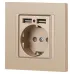 Розетка Intro Accent 6-410-04 , P+E Schuko со шторками, 16А-250В + 2хUSB, IP20, СУ, шампань