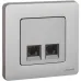 Розетка компьютерная двойная RJ45 категория 6 UTP алюминий INSPIRIA