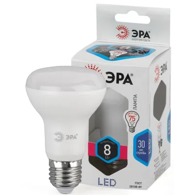 Лампочка светодиодная ЭРА STD LED R63-8W-840-E27 Е27 / Е27 8Вт рефлектор нейтральный белый свет