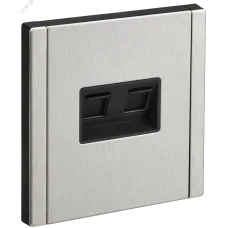 FORTE&PIANO Розетка компьютерная двойная RJ45 кат.5E FP733M металл никель IEK
