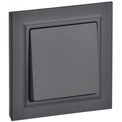 BRITE Выключатель одноклавишный 10А в сборе ВСР10-1-0-БрГ графит IEK