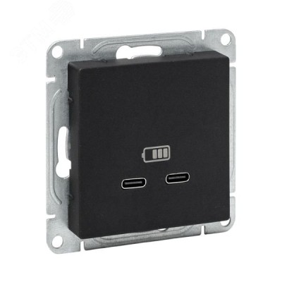 Эпика Механизм розетки USB-C - 2шт черный EKF