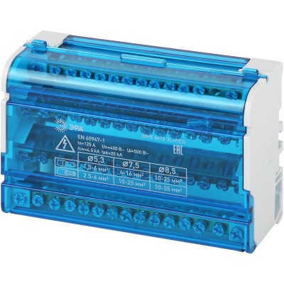 Шины на DIN-рейку ЭРА NO-224-17 в корпусе кросс-модуль ШНК 4х15 3L+PEN