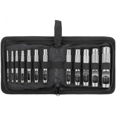 Пробойники для кожи, набор 12 шт. (отверстия 3-4-5-6-7-8-9-10-12-14-16-19 мм )