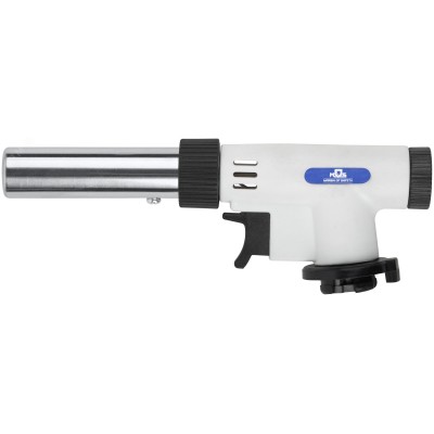 Горелка газовая на цанговый баллон, пласт.корпус, с пьезоподжигом, вращение 360°, регулир.формы пламени, сопло 22 мм