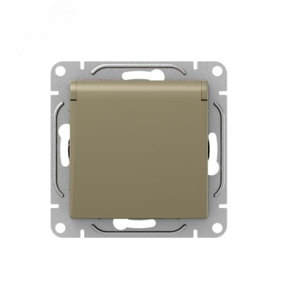 Механизм розетки  16А  IP44  с заземлением  со шторками  c крышкой  шампань Эпика EKF