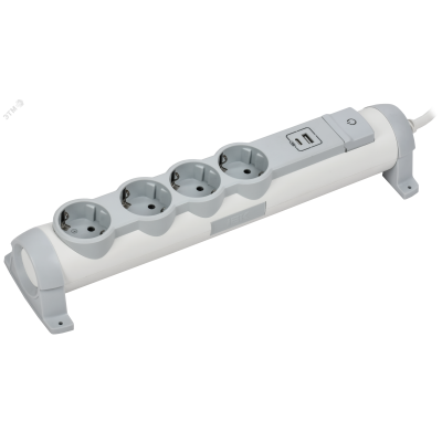 COMFORT Удлинитель У04К 4 места 2P+PE 1,5м 3х1,5мм2 16А USB A+C 20Вт белый IEK
