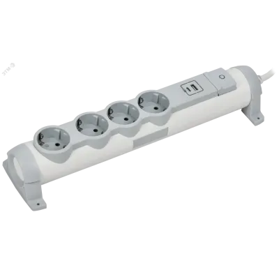 COMFORT Удлинитель У04К 4 места 2P+PE 1,5м 3х1,5мм2 16А USB A+C 20Вт белый IEK