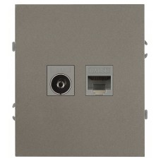 Розетка скрытого монтажа в рамку комбинированная RJ45+TV титан 16-3110-07 Arktik