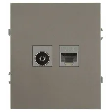 Розетка скрытого монтажа в рамку комбинированная RJ45+TV титан 16-3110-07 Arktik