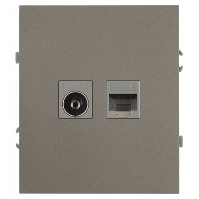 Розетка скрытого монтажа в рамку комбинированная RJ45+TV титан 16-3110-07 Arktik