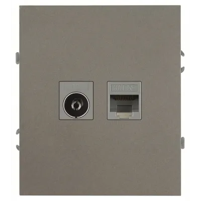 Розетка скрытого монтажа в рамку комбинированная RJ45+TV титан 16-3110-07 Arktik