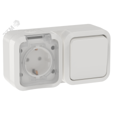 TORS Блок розетка + выключатель горизонтальный 16А IP55 TS342 белый IEK