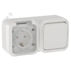 TORS Блок розетка + выключатель горизонтальный 16А IP55 TS342 белый IEK
