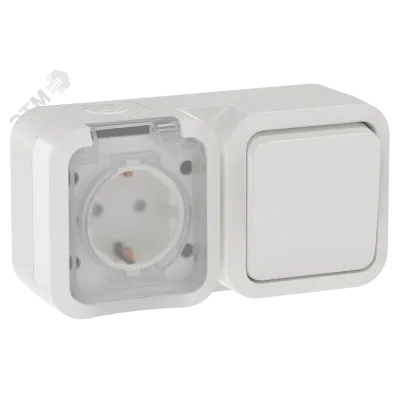 TORS Блок розетка + выключатель горизонтальный 16А IP55 TS342 белый IEK