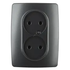 12-2107-05 ЭРА Розетка 2X2P, 16A-250В, IP20, Эра12, антрацит (10/100/1600)